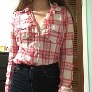 plaid button up top